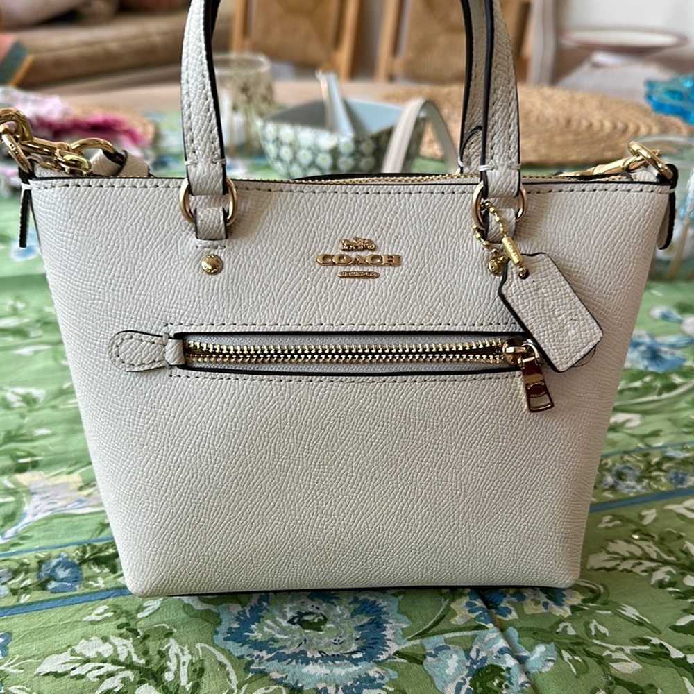 Coach Crossbody Bag with Pebbled Leather and Gold Hardware